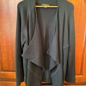 Tahari 2xl Black Women's 100% merino wool Cardigan Sweater